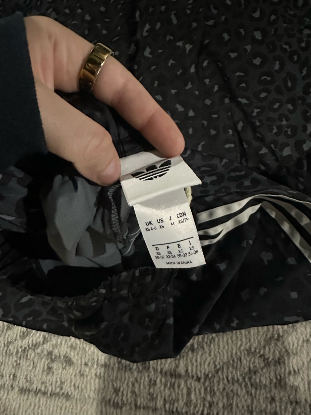 Adidas Original Black Leopard-Print Wide Leg Track Pants - Picture 8 of 8